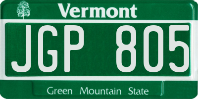 VT license plate JGP805
