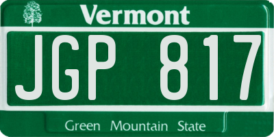VT license plate JGP817