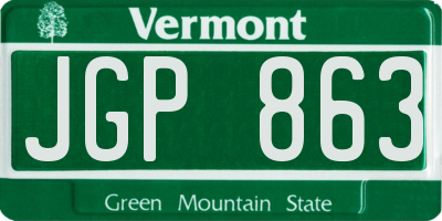 VT license plate JGP863
