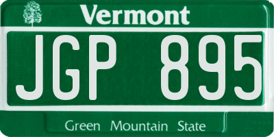 VT license plate JGP895
