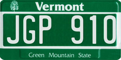 VT license plate JGP910