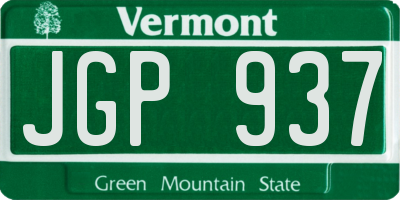 VT license plate JGP937