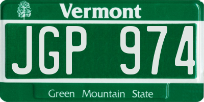 VT license plate JGP974
