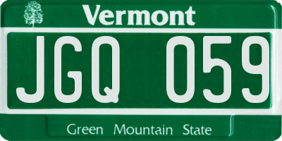 VT license plate JGQ059