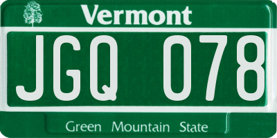 VT license plate JGQ078