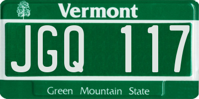 VT license plate JGQ117