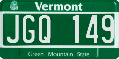 VT license plate JGQ149