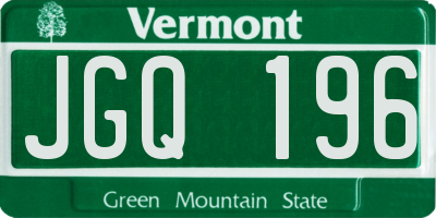 VT license plate JGQ196