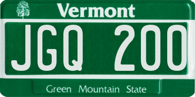 VT license plate JGQ200