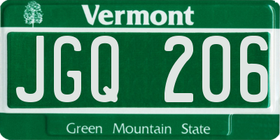 VT license plate JGQ206