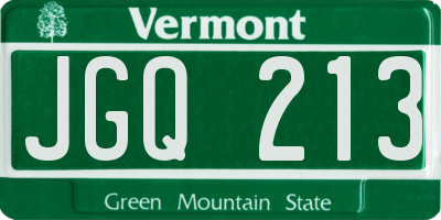VT license plate JGQ213