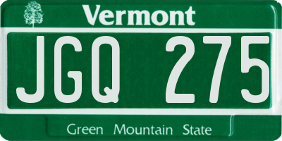 VT license plate JGQ275