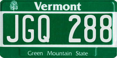VT license plate JGQ288