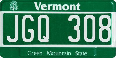 VT license plate JGQ308