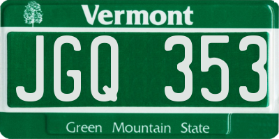 VT license plate JGQ353