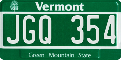 VT license plate JGQ354