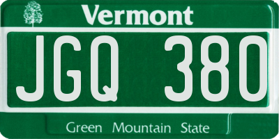 VT license plate JGQ380