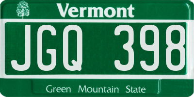 VT license plate JGQ398