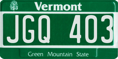 VT license plate JGQ403