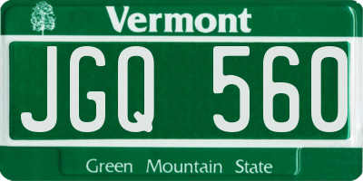 VT license plate JGQ560