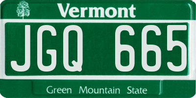 VT license plate JGQ665