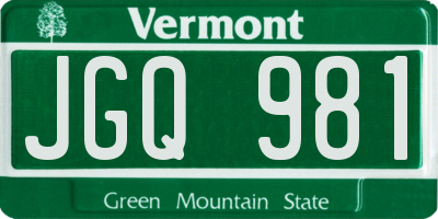 VT license plate JGQ981