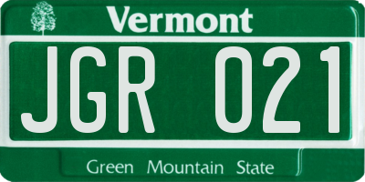 VT license plate JGR021