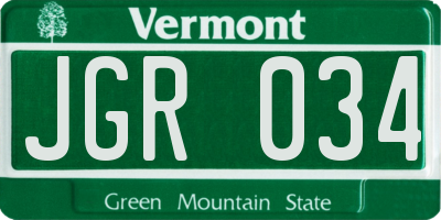 VT license plate JGR034