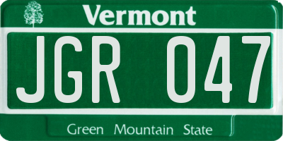 VT license plate JGR047