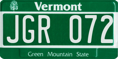 VT license plate JGR072