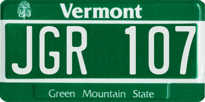 VT license plate JGR107
