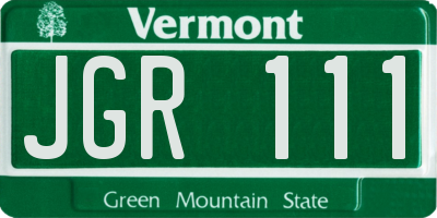 VT license plate JGR111