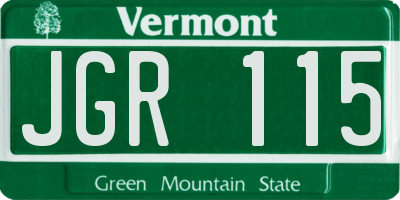 VT license plate JGR115