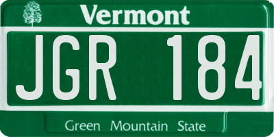 VT license plate JGR184