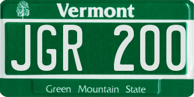 VT license plate JGR200