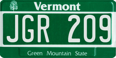 VT license plate JGR209