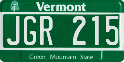 VT license plate JGR215