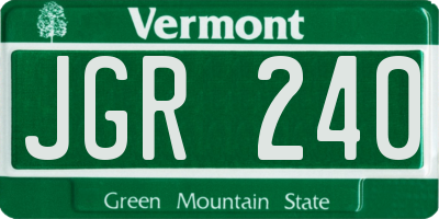 VT license plate JGR240