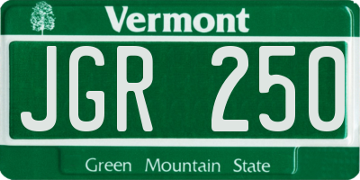 VT license plate JGR250
