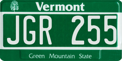 VT license plate JGR255