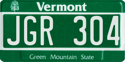 VT license plate JGR304