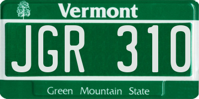 VT license plate JGR310