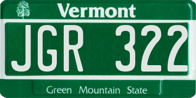 VT license plate JGR322