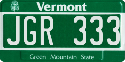 VT license plate JGR333