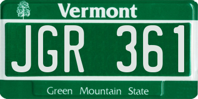 VT license plate JGR361