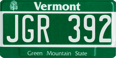 VT license plate JGR392