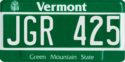 VT license plate JGR425