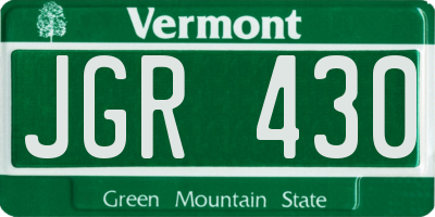 VT license plate JGR430