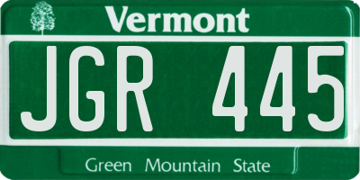 VT license plate JGR445