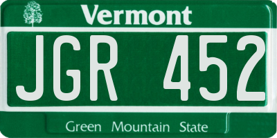 VT license plate JGR452